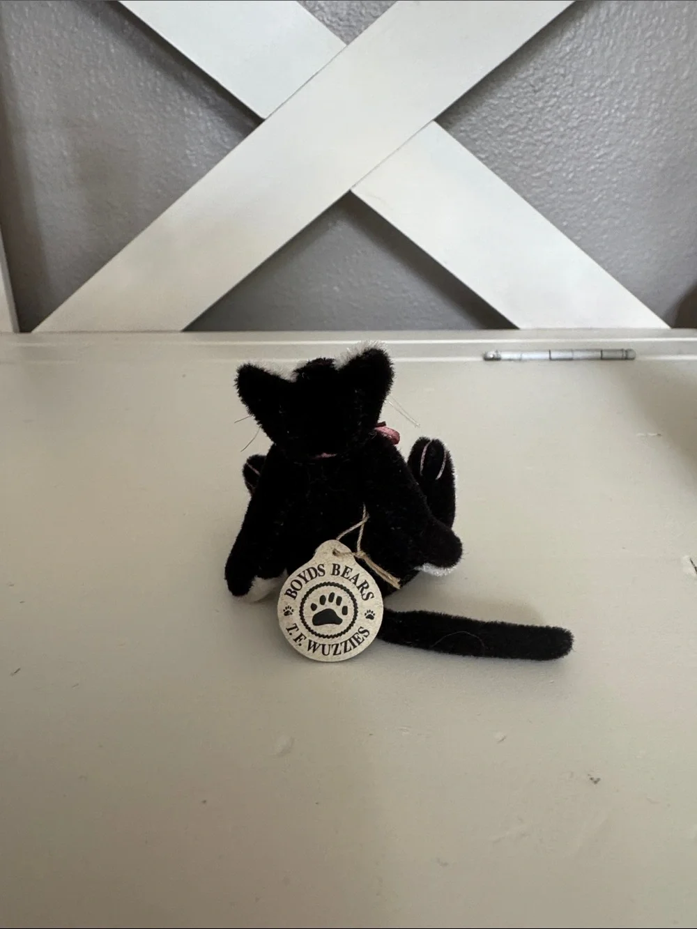 Vintage Boyds Bears Black & White Cat Pair with Pink Bows